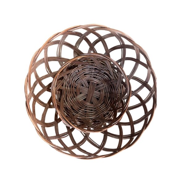 Vintage Wicker Set Of 2 Rustic Brown Woven Nesting Baskets - Picture 2 of 6